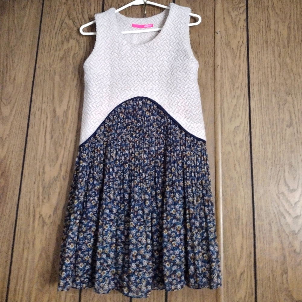 pinkyotto Dress Sleeveless Knit Bodice Pleated Floral Skirt - Picture 1 of 6